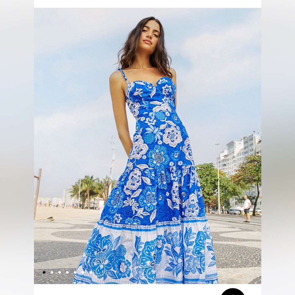 FARM Rio Blue Floral Maxi Dress